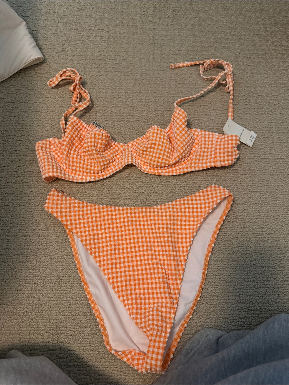 Abercrombie & Fitch Orange Gingham Bikini Set
